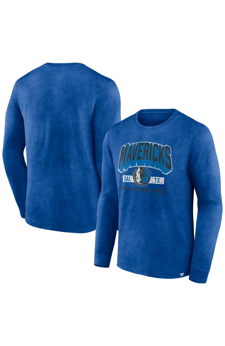 FANATICS Men's Fanatics Branded Heather Royal Dallas Mavericks Front Court Press Snow Wash Long Sleeve T-Shirt, Main, color, Heather Royal