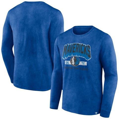 Men's Fanatics Branded Heather Royal Dallas Mavericks Front Court Press Snow Wash Long Sleeve T-Shirt
