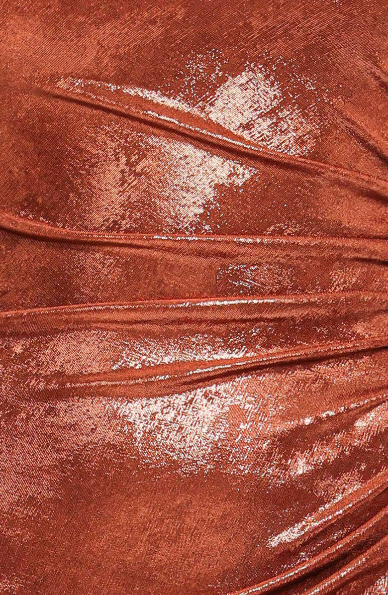 Petal & Pup Emerie Ruched Metallic Sleeveless Maxi Dress, Alternate, color, Bronze