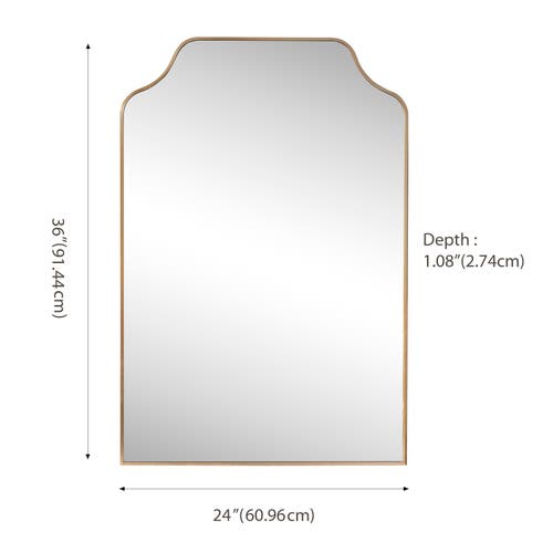 Jonathan Y Lindie Medium Scalloped-top Metal Framed Wall Mounted Mirror In Gold