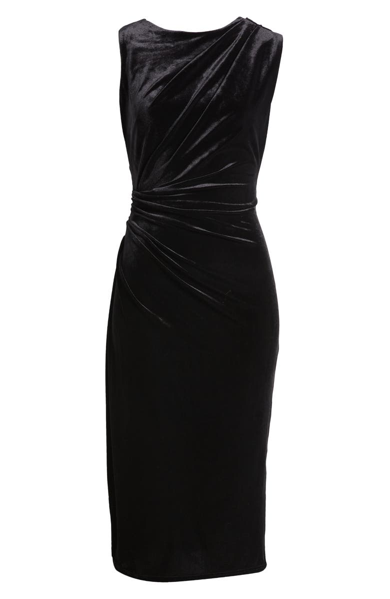 Sam Edelman Ruched Velvet Midi Sheath Dress, Alternate, color,