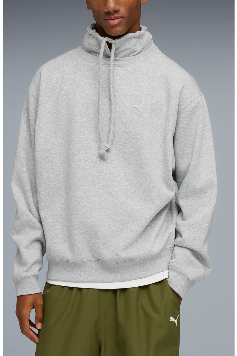 Select Essentials French Terry Polo Sweatshirt, Main, color, LIGHT GRAY HEATHER