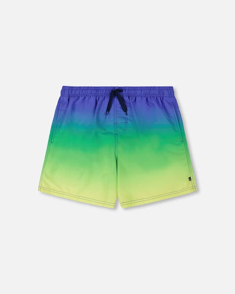 Men's Swim Trunks Blue, Green, And Lime Gradient