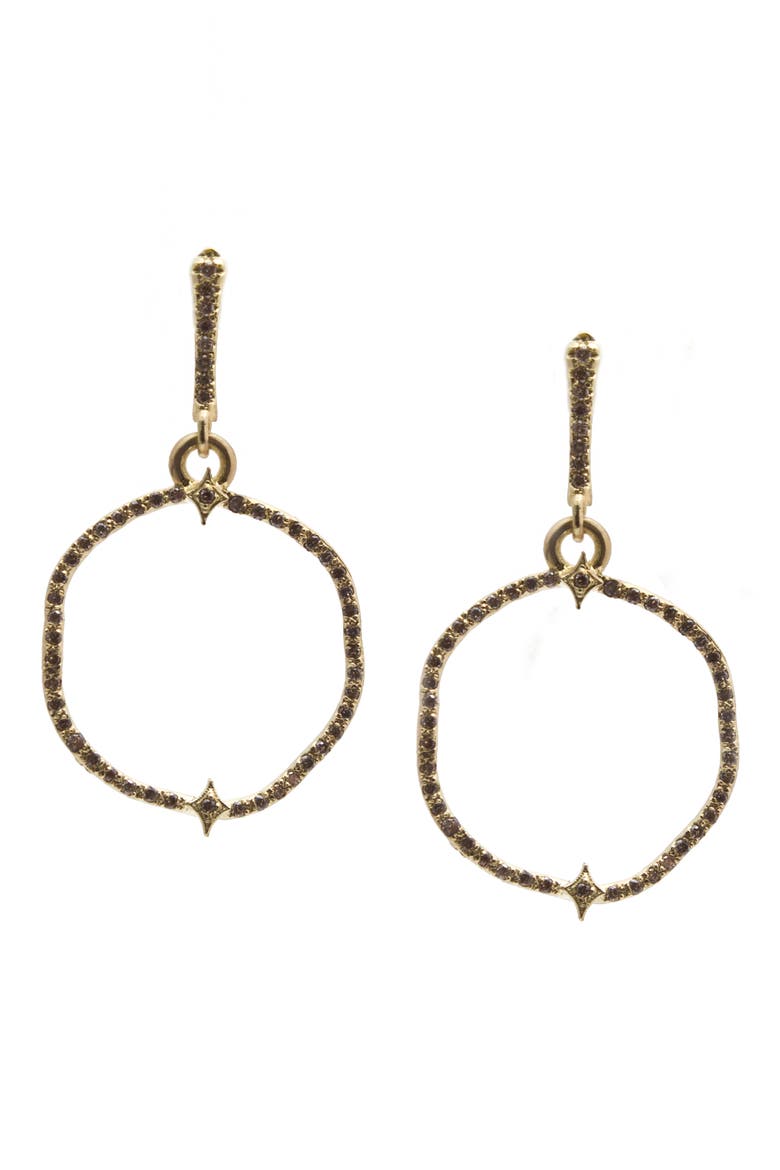 Shaped Circle Crivelli Pavé Champagne Diamond Drop Earrings, Main, color, GOLD