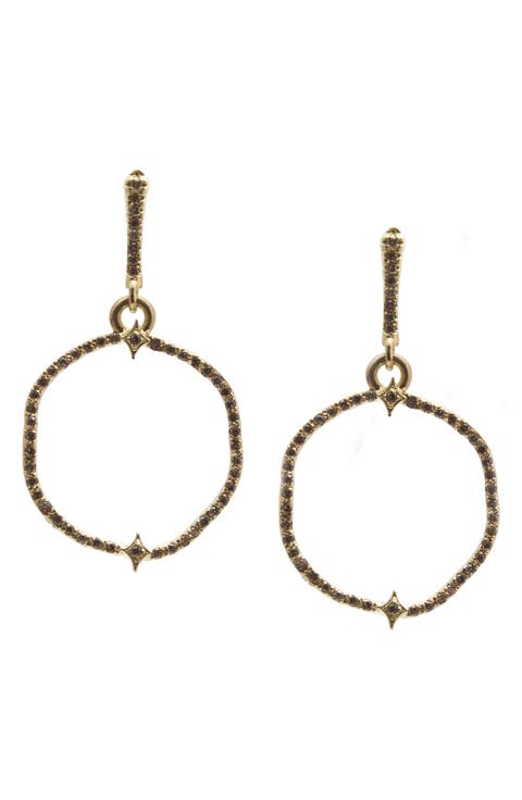 Shaped Circle Crivelli Pavé Champagne Diamond Drop Earrings