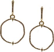 Armenta Shaped Circle Crivelli Pavé Champagne Diamond Drop Earrings