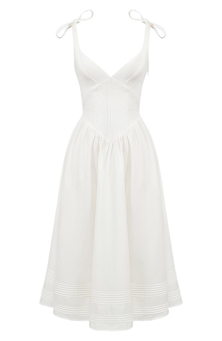 Hattie Lace-Up Stretch Cotton Blend Corset Midi Dress