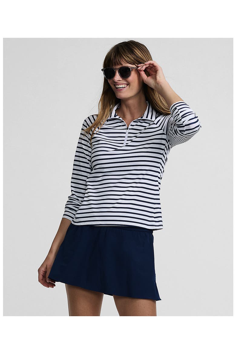Long Sleeve Rash Guard Cover-up UPF 50, Alternate, color, White/Deep Sea Navy Stripe