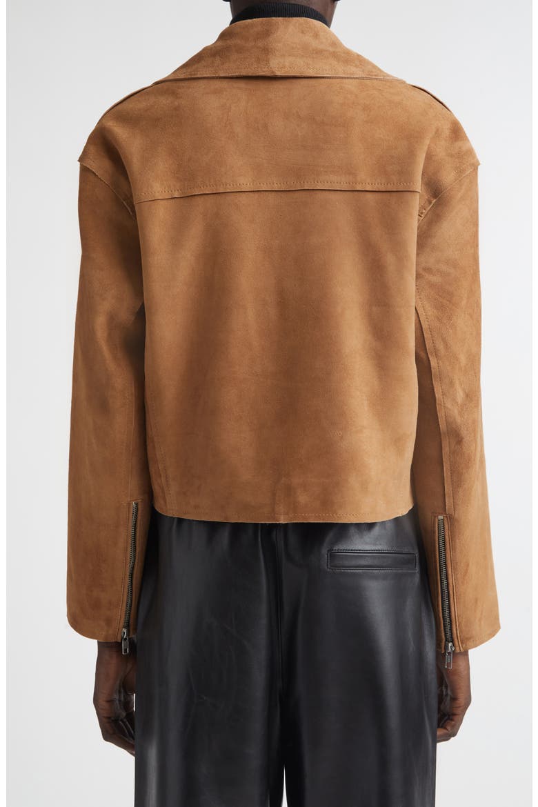 Kaia Suede Biker Jacket, Alternate, color, DARK SAND