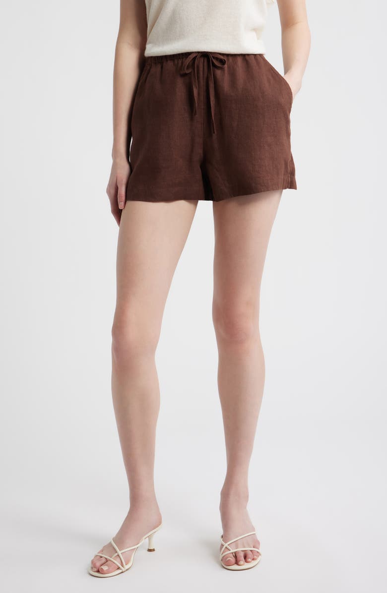 Rails Jenner Linen Drawstring Shorts, Main, color, Espresso