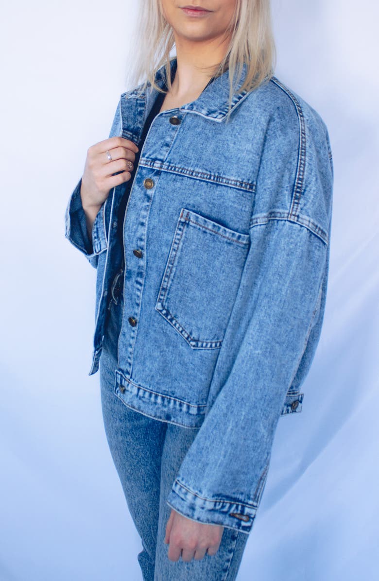 Rivalry Runway Lips Print Denim Jacket, Alternate, color, 