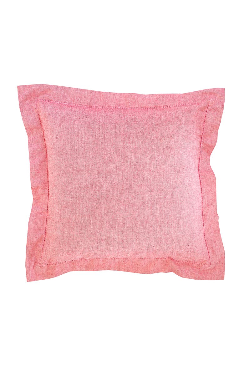Signature Hemstitch Cotton Chambray Accent Throw Pillow 20" x 20", Main, color, Red