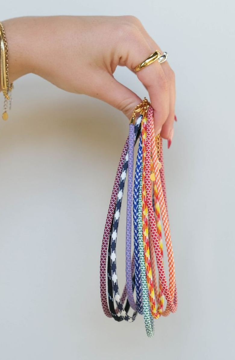 Nickel & Suede Minimalist Cord Necklace, Alternate, color, Navy & White / Silver