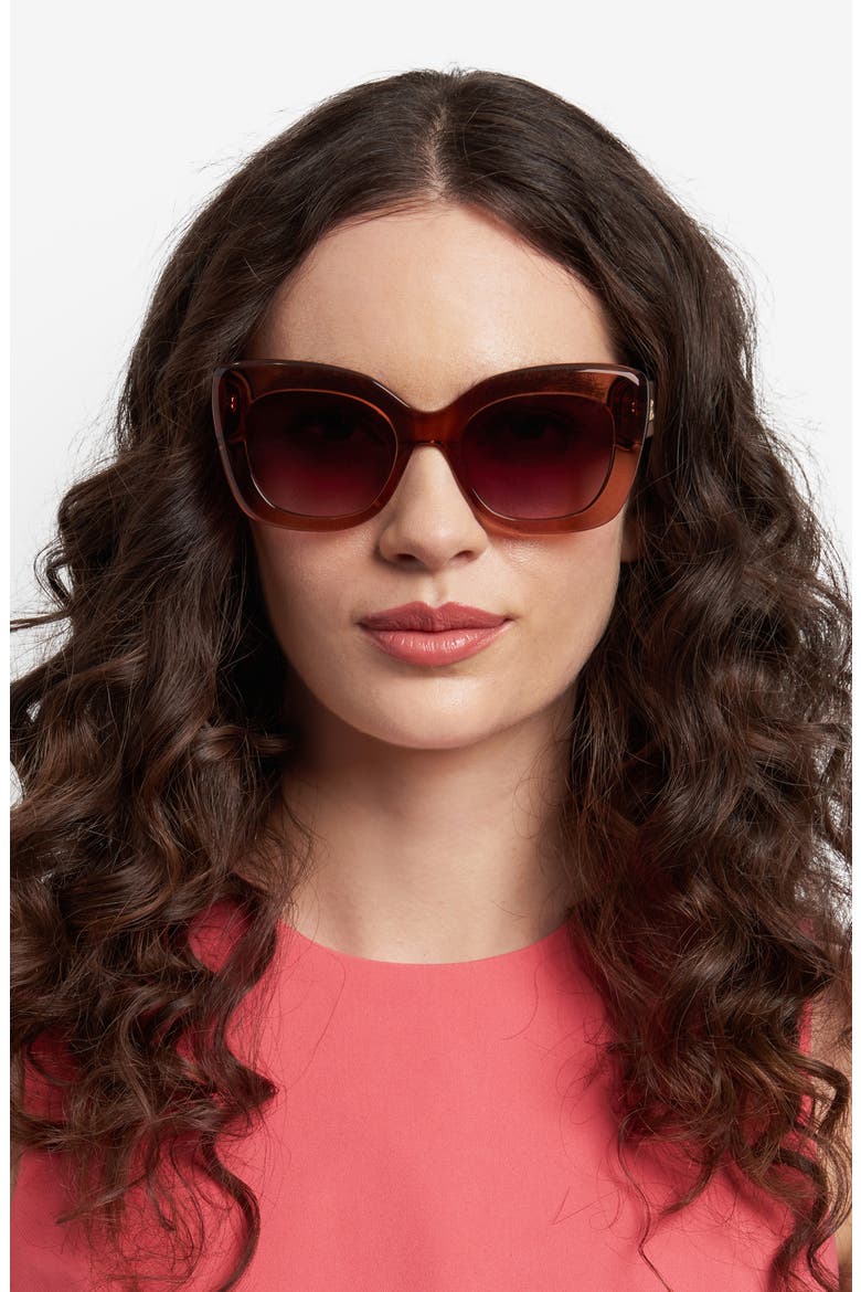 kalie 52mm gradient square sunglasses, Alternate, color, BEIGE CRYSTAL/ BROWN SF