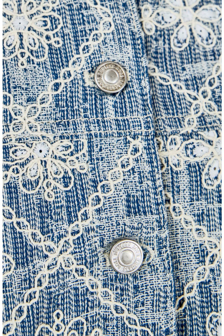 Floral Embroidered Nonstretch Denim Jacket, Alternate, color, DUSTY BLUE