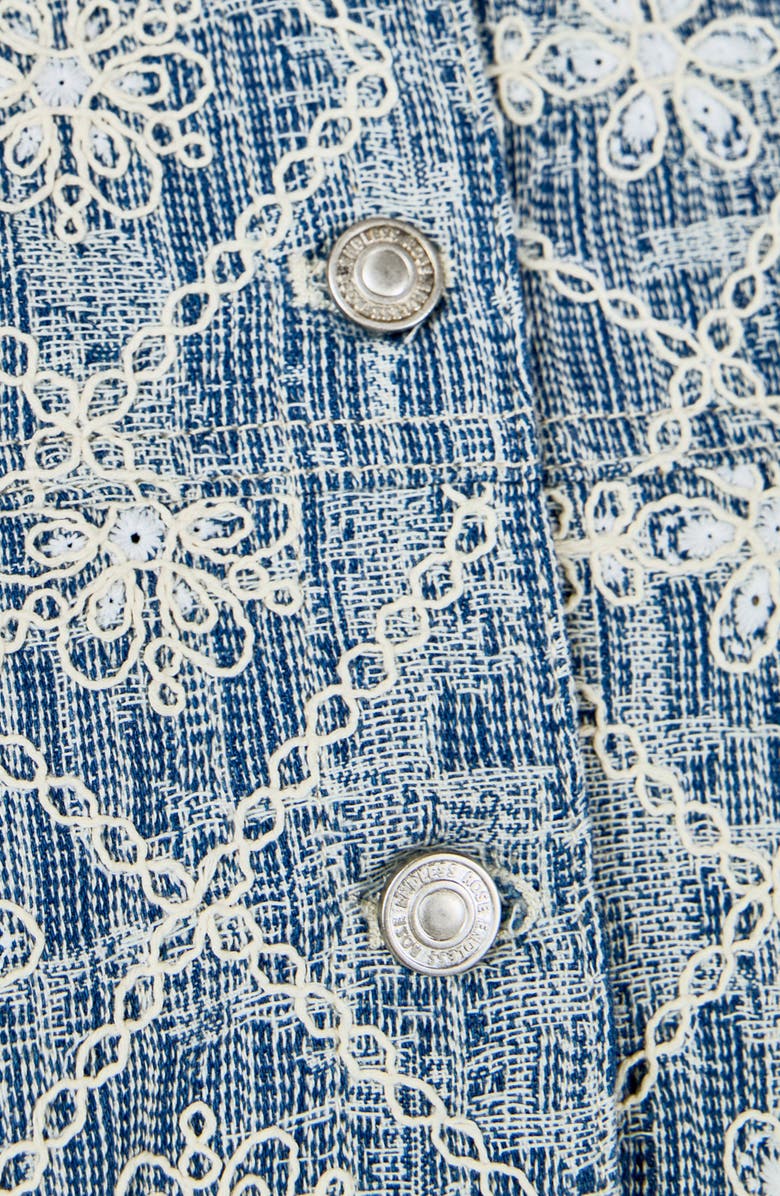 Endless Rose Floral Embroidered Nonstretch Denim Jacket, Alternate, color, Dusty Blue