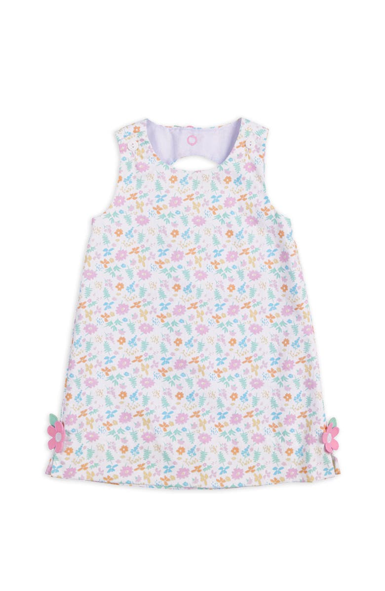 Florence Eiseman Printed Pique Dress With Flowers, Main, color, White / Multicolor