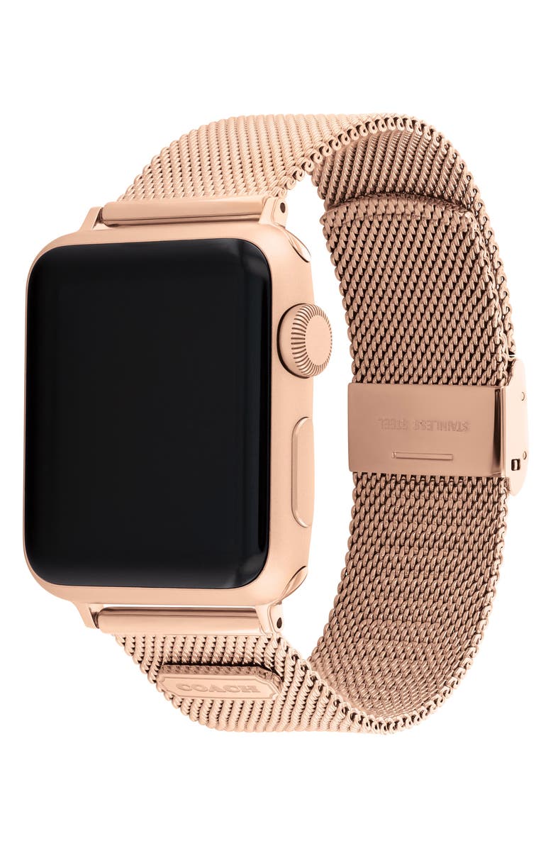 COACH Mesh Apple Watch<sup>®</sup> Watchband, Alternate, color, Rose Gold