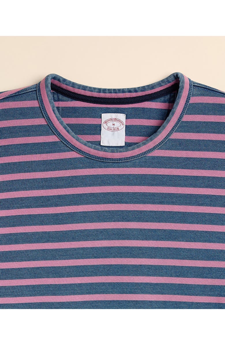 Brooks Brothers Mariner Stripe Long Sleeve Cotton T-Shirt, Alternate, color, Indigo/ Red