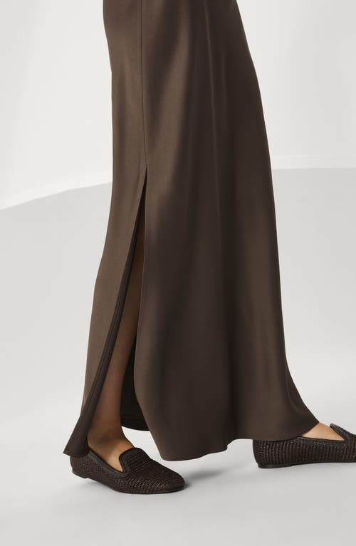Brunello Cucinelli Cady Satin Fluid Bias-cut Skirt In Cocoa