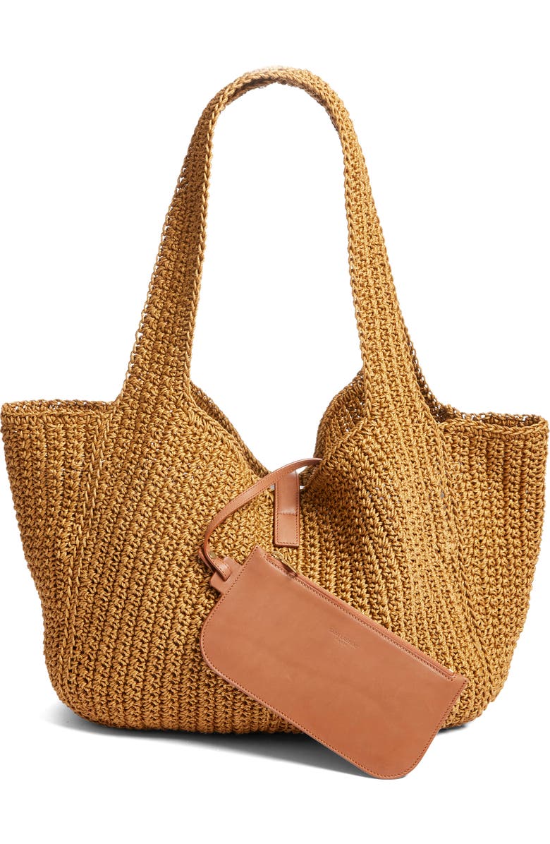 Saint Laurent Le 5 À Bea Woven Tote, Alternate, color, Natural Brown/ Brick