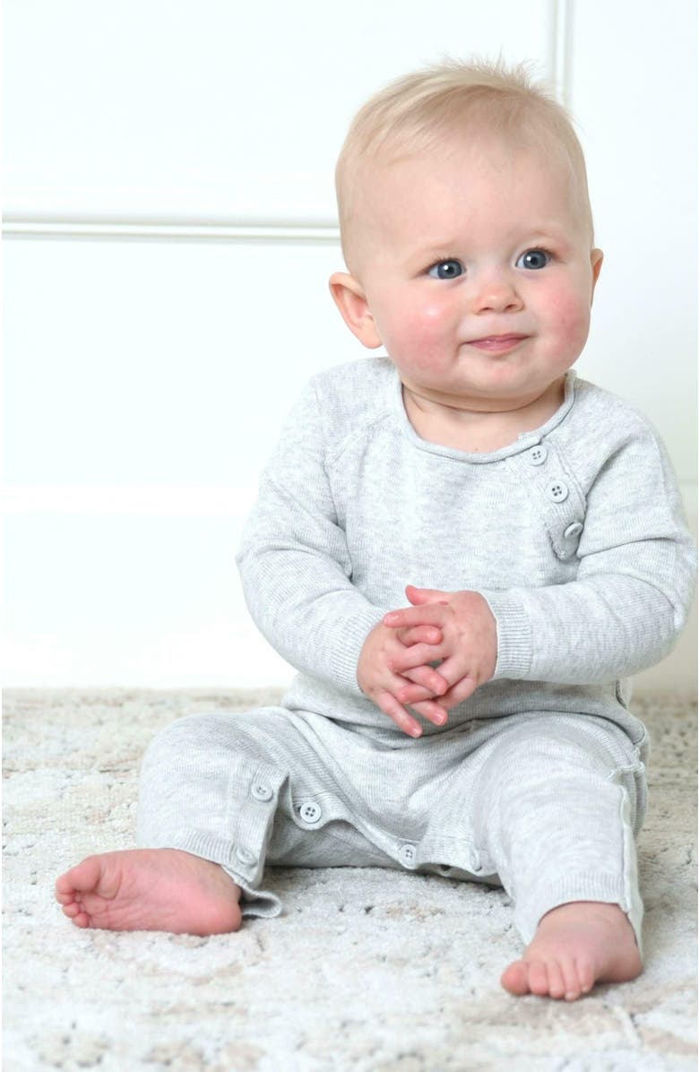 Hope & Henry Baby Raglan Sweater Romper, Alternate, color, Heather Grey