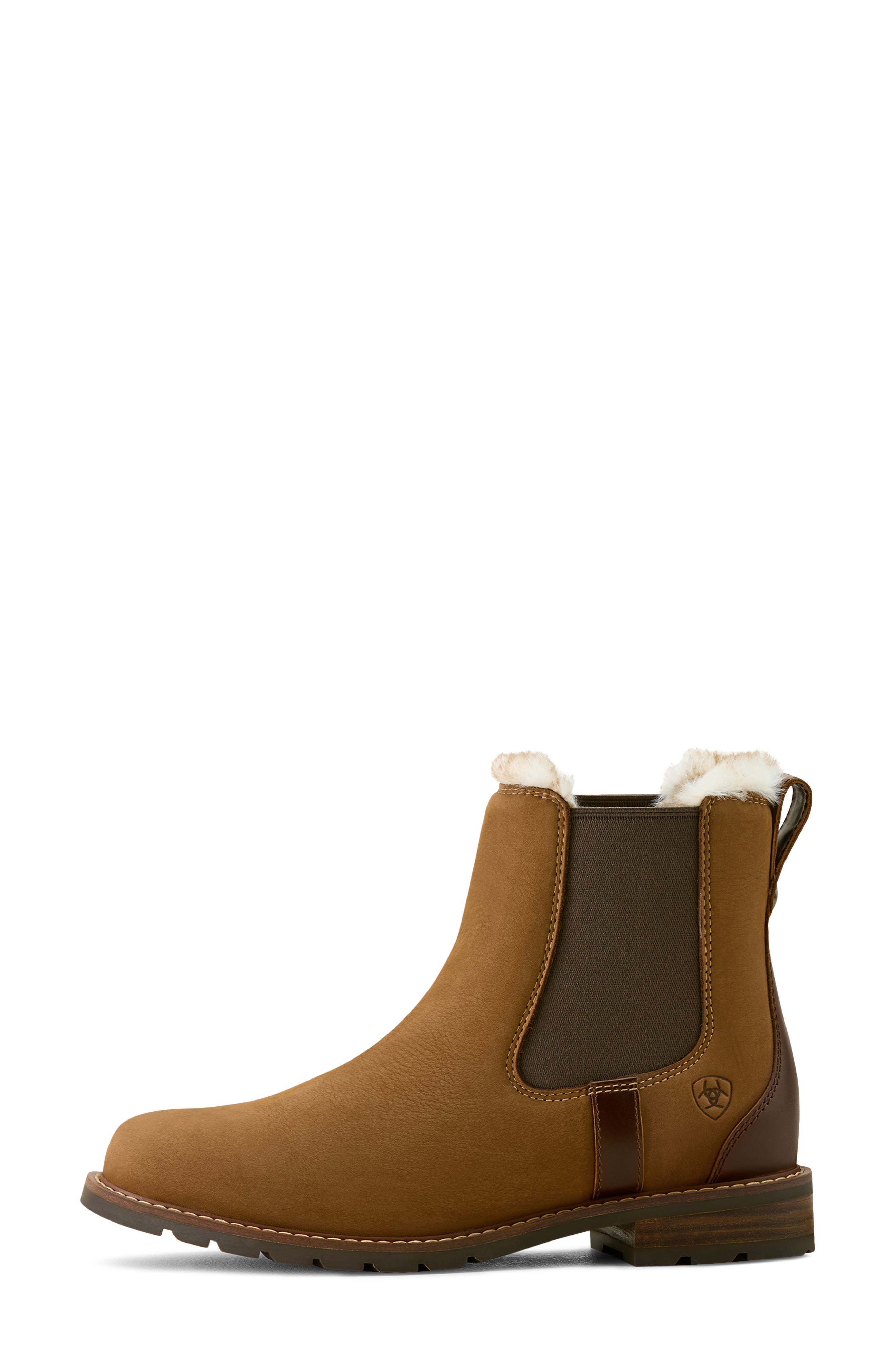 Ariat Wexford Genuine Shearling Waterproof Chelsea Boot, Alternate, color, Amber Brown