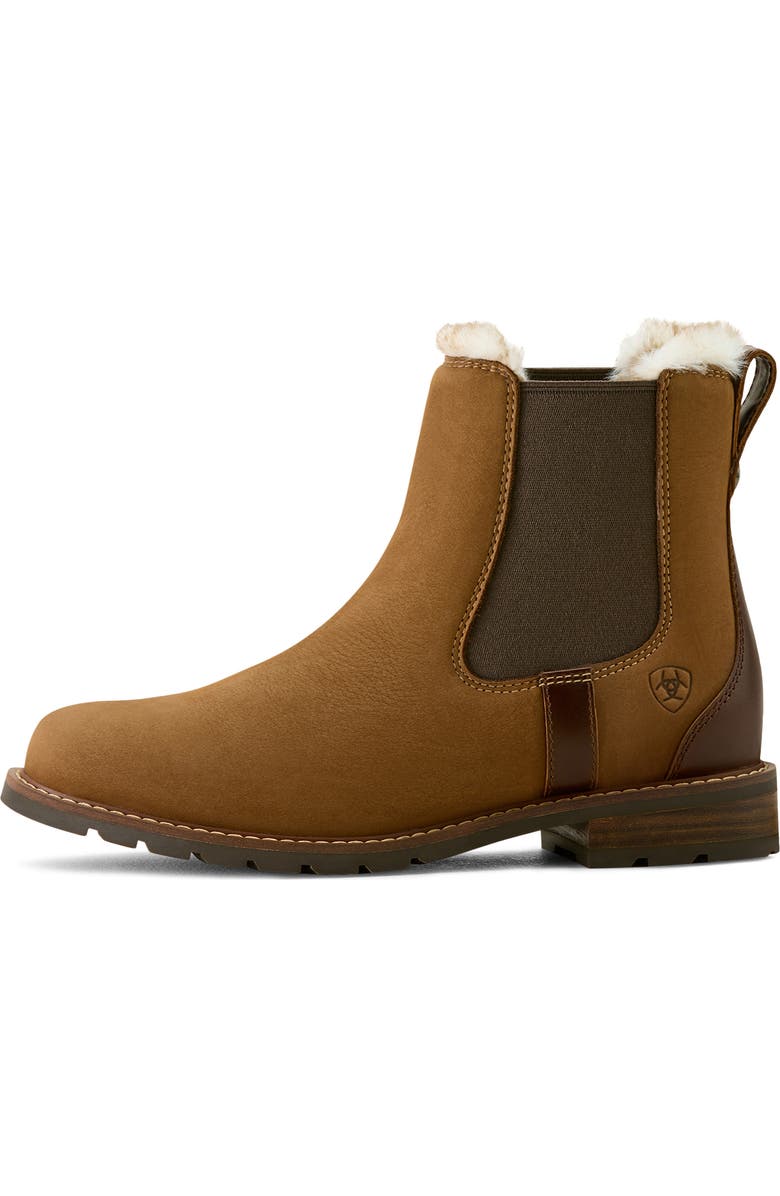 Ariat Wexford Genuine Shearling Waterproof Chelsea Boot, Alternate, color, Amber Brown
