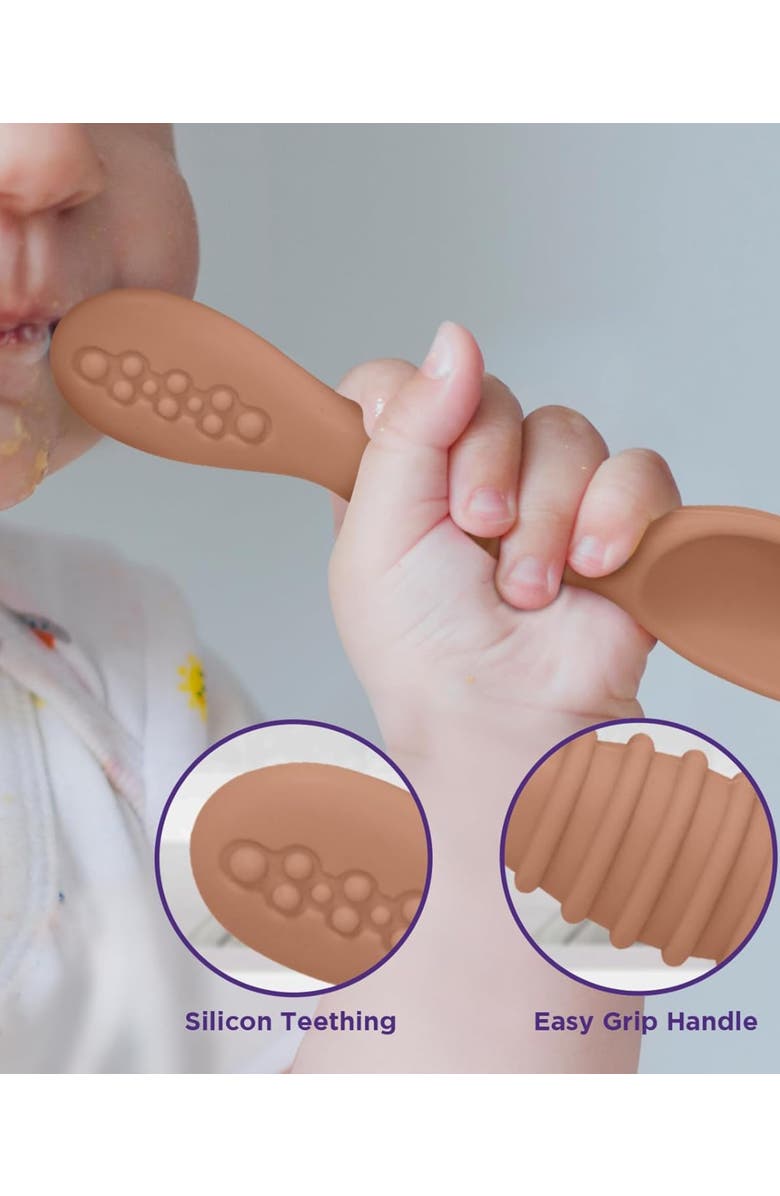 Sperric Baby Feeding Spoon Set 4-Piece, Alternate, color, Sunrise / Cool Gray