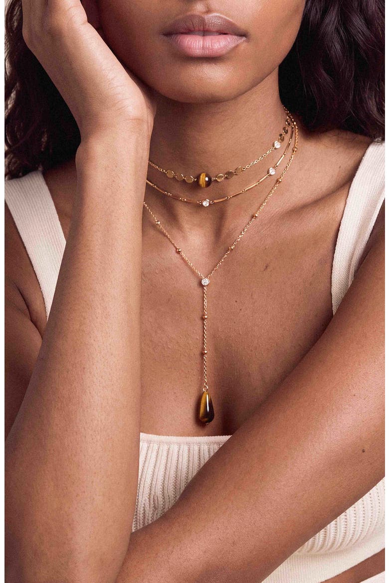 Forever Falling Tiger's Eye Layered Necklace, Alternate, color, TIGERS EYE