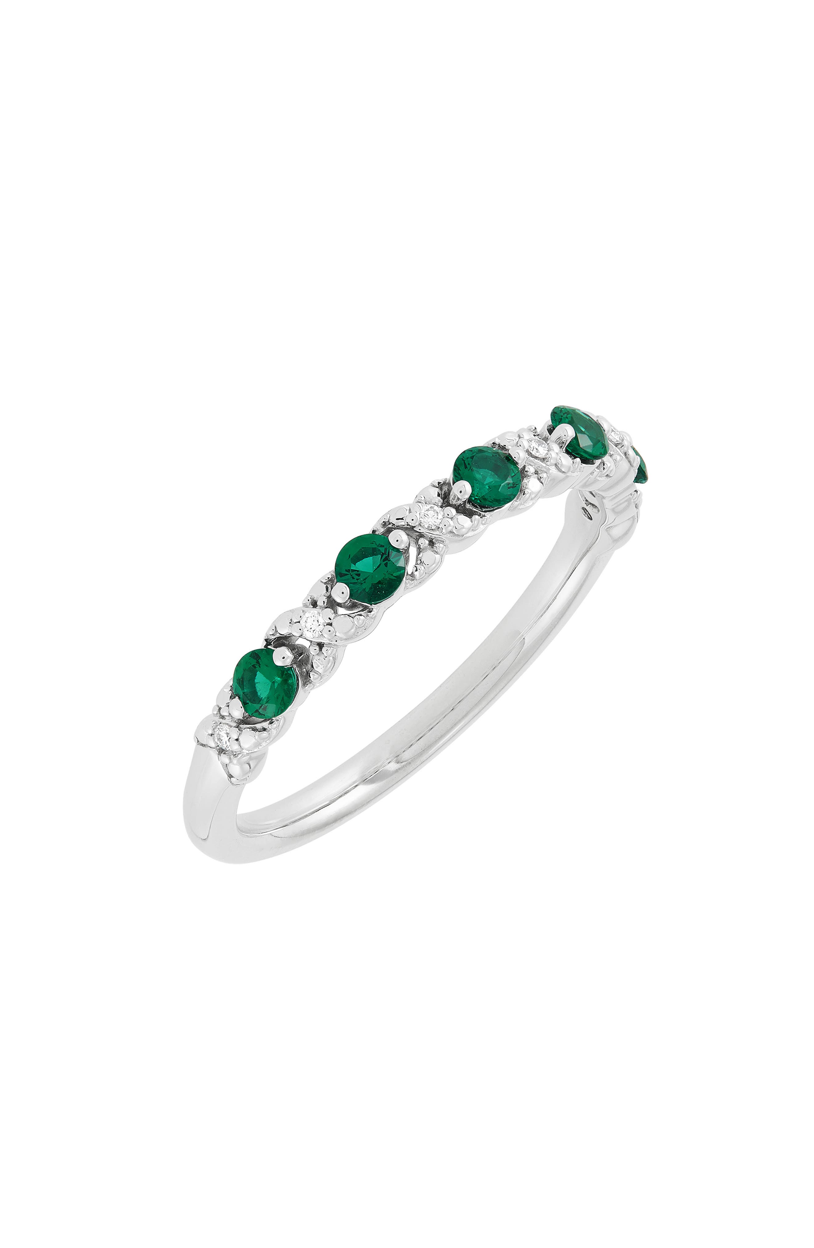 Frankie & Zoe 14K White Gold Lab Grown Emerald & Lab Grown Diamond Band Ring