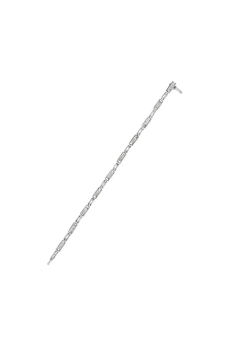 14K White Gold 1.0 Cttw Princess Diamond Station and Link Tennis Bracelet, Alternate, color, White