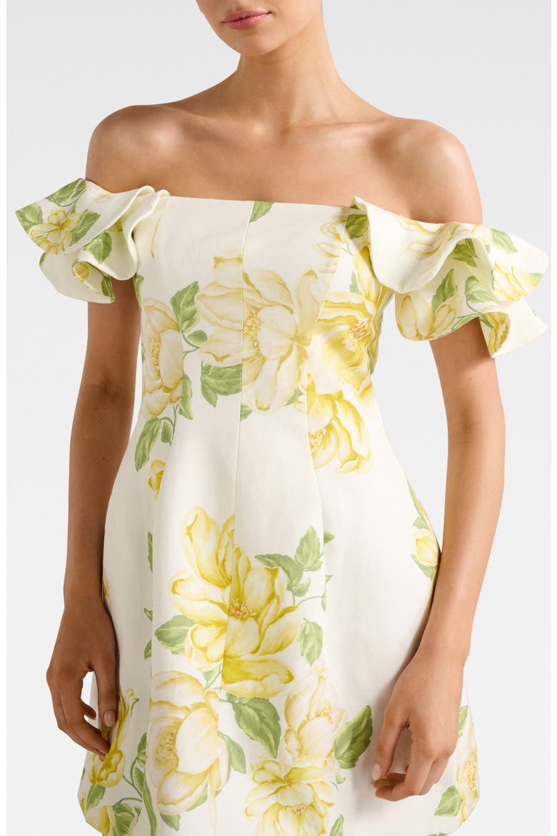 Kenzie Floral Off the Shoulder Linen Blend Minidress, Alternate, color, VILLA FLORAL
