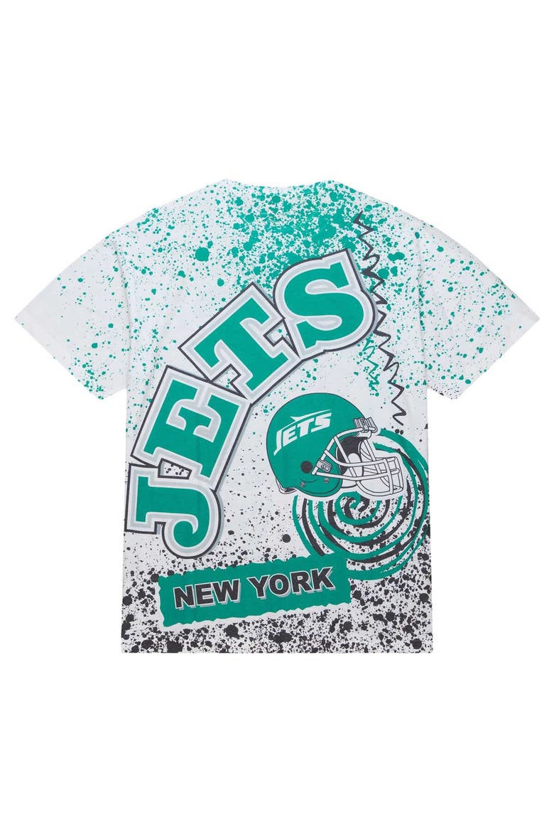 Men's Mitchell & Ness White New York Jets Team Burst Sublimated T-Shirt, Alternate, color, White