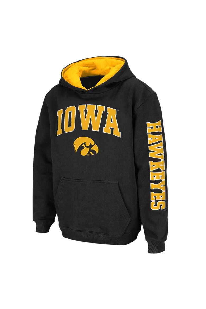 Youth Colosseum Black Iowa Hawkeyes 2-Hit Team Pullover Hoodie, Alternate, color, Black