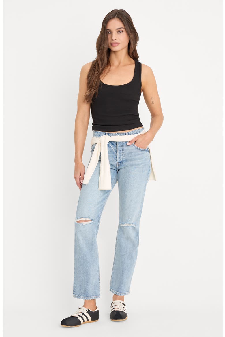Ripped Mid Rise Ankle Straight Leg Jeans, Alternate, color, INDIGO1252