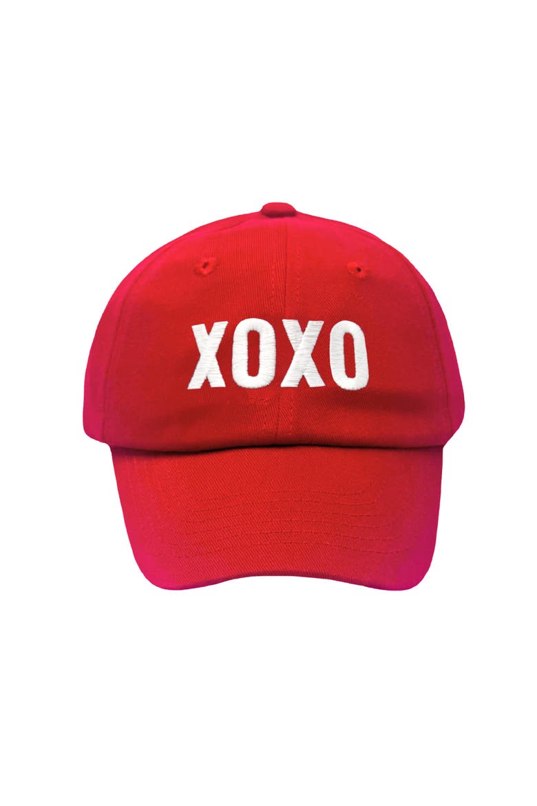 XO Valentine's Day Baseball Hat, Main, color, Red