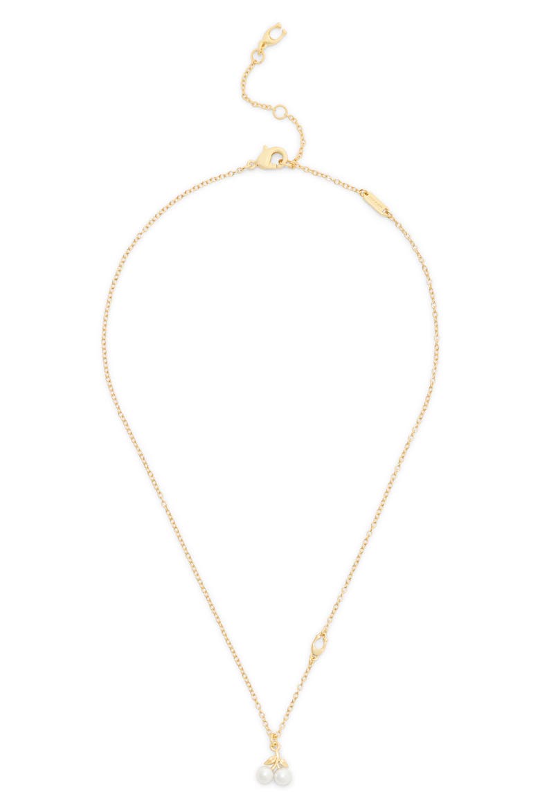 Faux Pearl Cherry Pendant Necklace, Main, color, PEARL