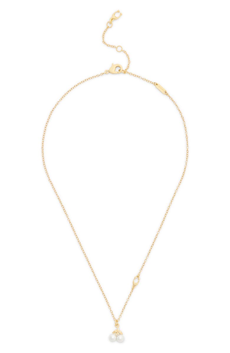 COACH Faux Pearl Cherry Pendant Necklace, Main, color, Pearl