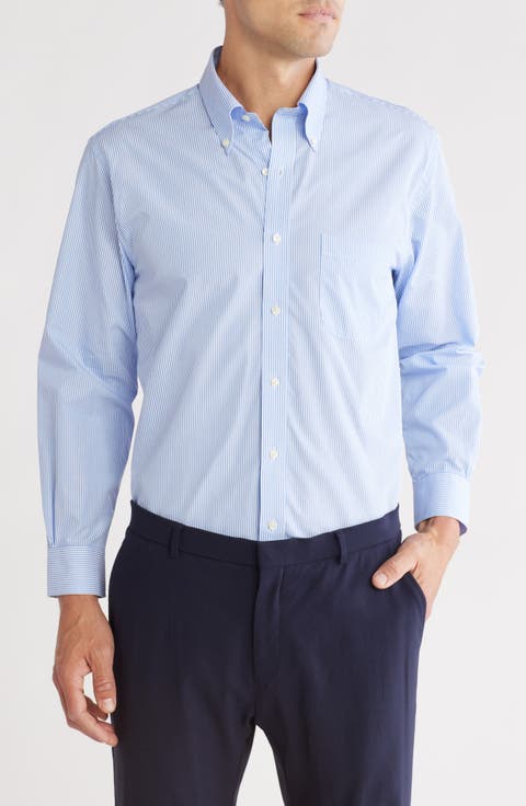 Regular Fit Stripe Button-Down Dress Shirt (Regular, Big & Tall)