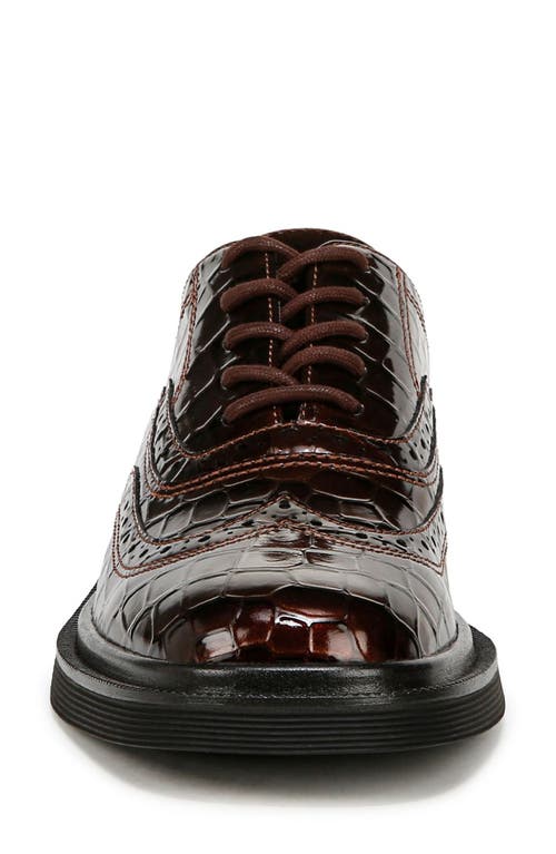 Franco Sarto Audrey Croc Embossed Wingtip Oxford In Brown