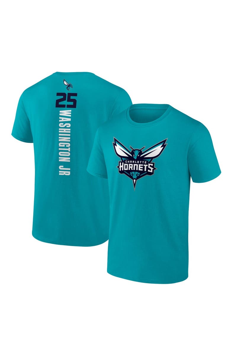 FANATICS Men's Fanatics Branded PJ Washington Teal Charlotte Hornets Playmaker Name & Number Team Logo T-Shirt, Alternate, color, 