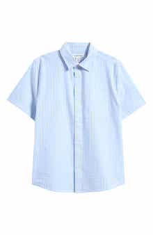 Nordstrom Kids' Patterned Short Sleeve Cotton Button-Up Shirt