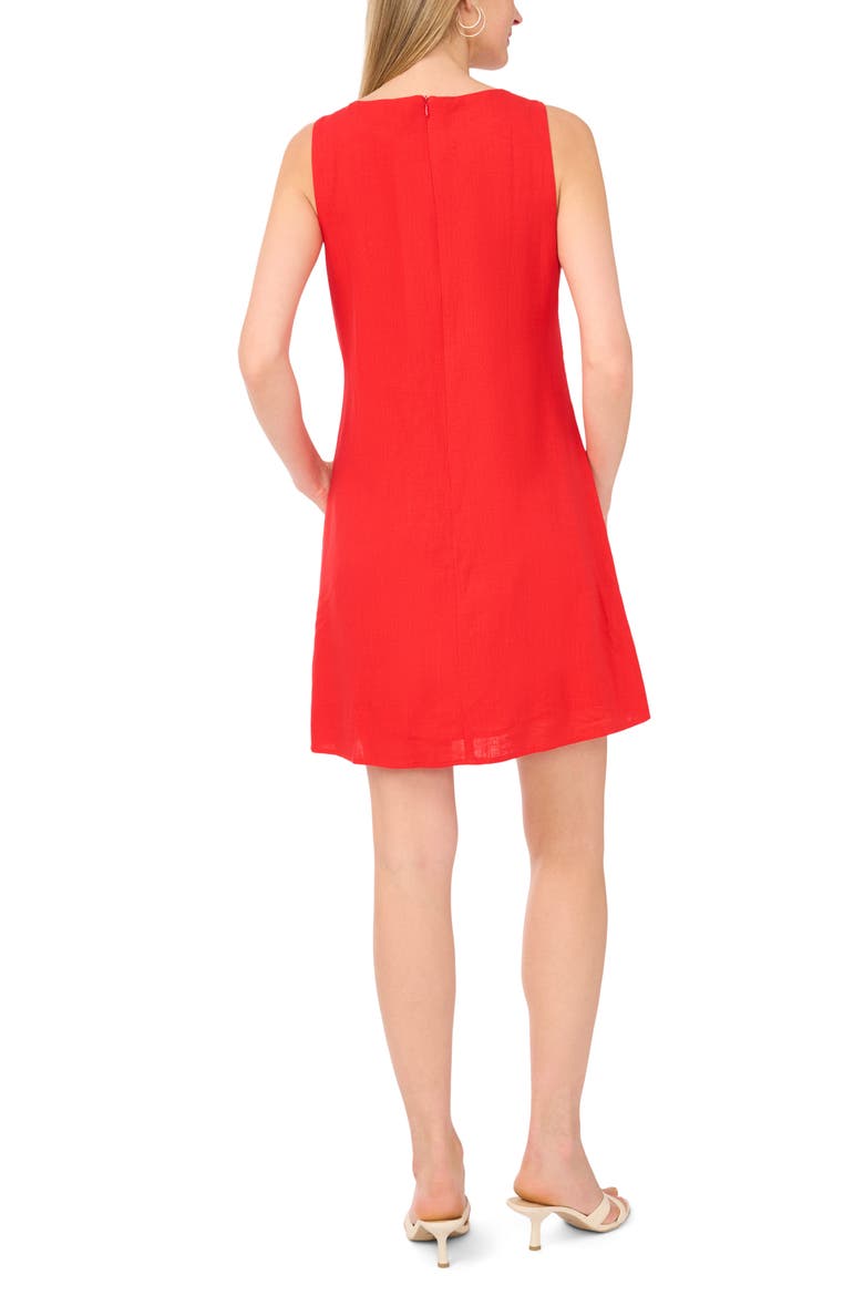 Embroidered Floral Sleeveless A-Line Dress, Alternate, color, LOBSTER RED