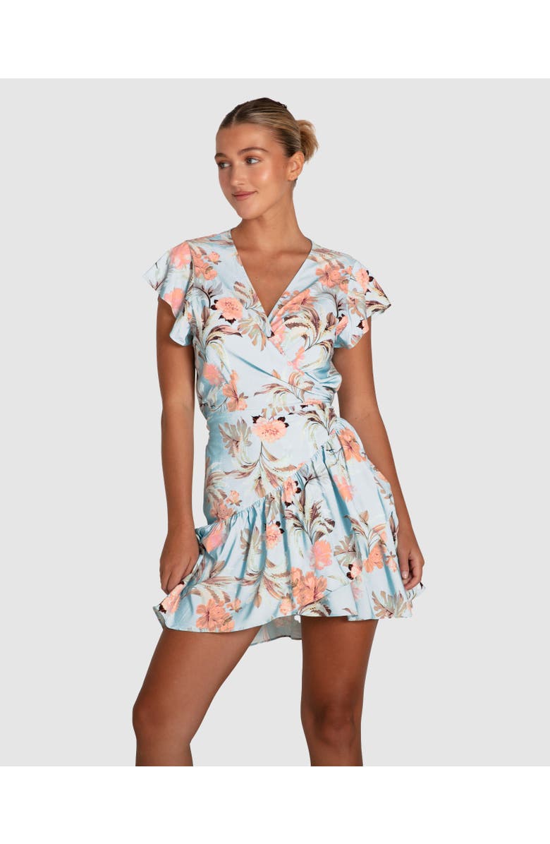 Belle & Bloom Love Shack Mini Wrap Dress, Alternate, color, Light Blue