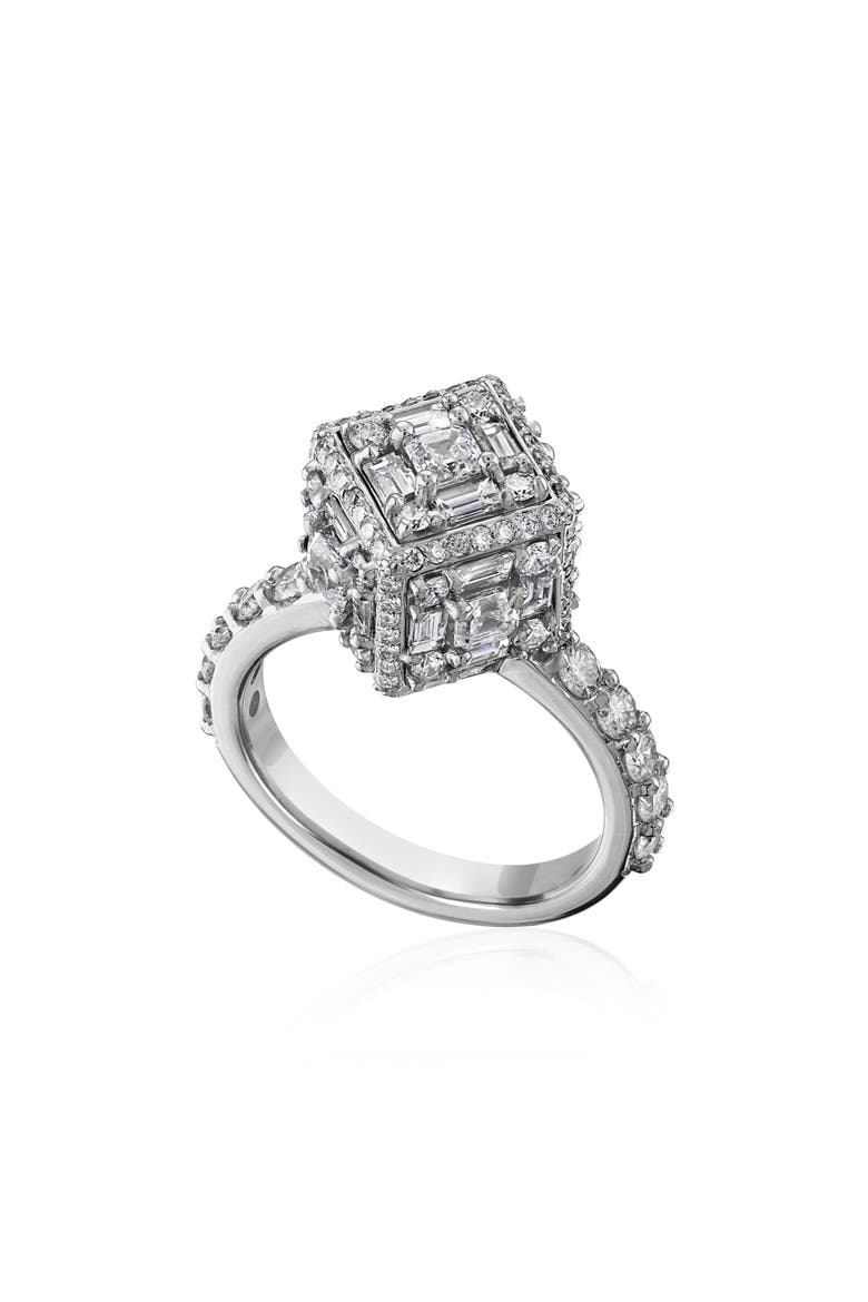 Clarity Dimensional Halo Diamond Ring, Alternate, color, WHITE GOLD/ DIAMOND