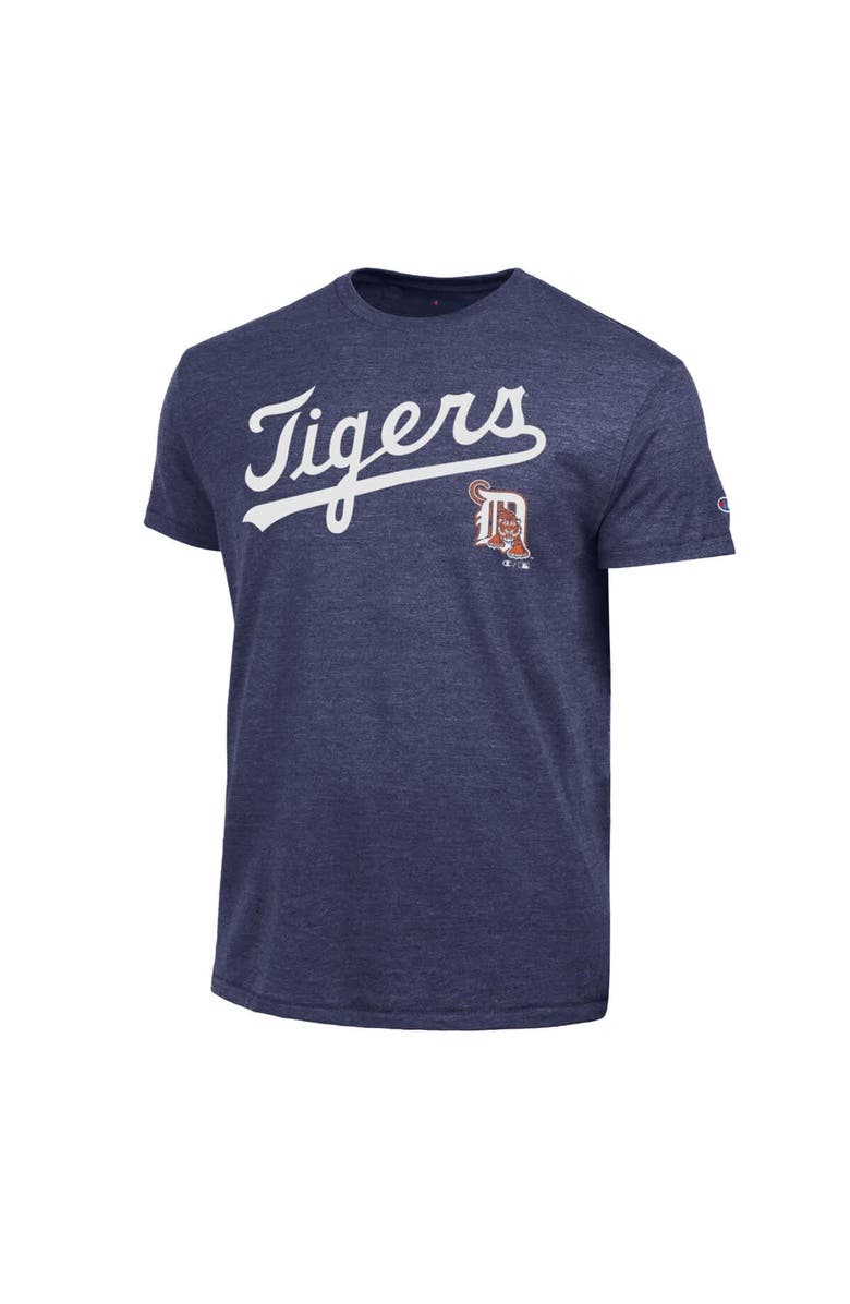 Champion Men's Champion Navy Detroit Tigers Cooperstown Wordmark Lockup Tri-Blend T-Shirt, Alternate, color, Navy