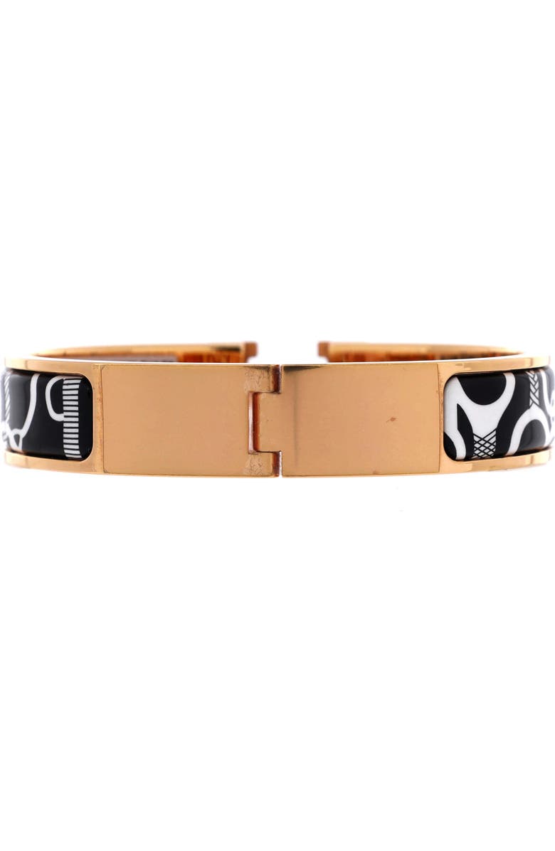 Pre-Owned Hermes Clic H Bracelet Printed Enamel Narrow, Alternate, color, Black