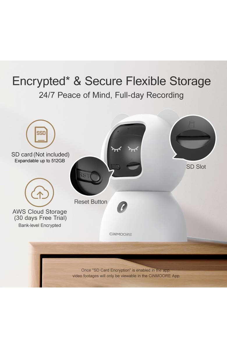 Cinmoore 2 pack Single Band WiFi Indoor WiFi Camera, Alternate, color, White