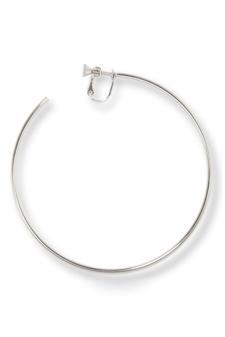 Clip Hoop Earrings, Alternate, color, RHODIUM
